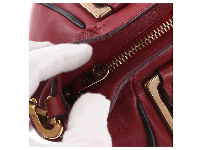 Chloé Borsa Chloe Etel in Pelle 2way Rosso Oro Auth 186692 D'oro - vista 17