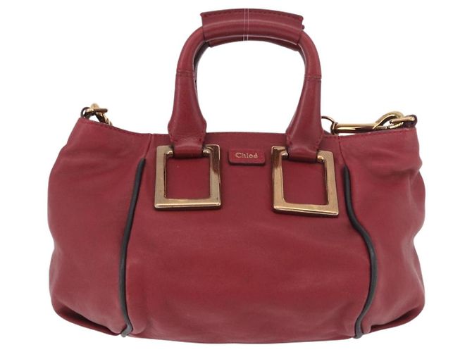 Chloé Borsa Chloe Etel in Pelle 2way Rosso Oro Auth 186692 D'oro - vista 2
