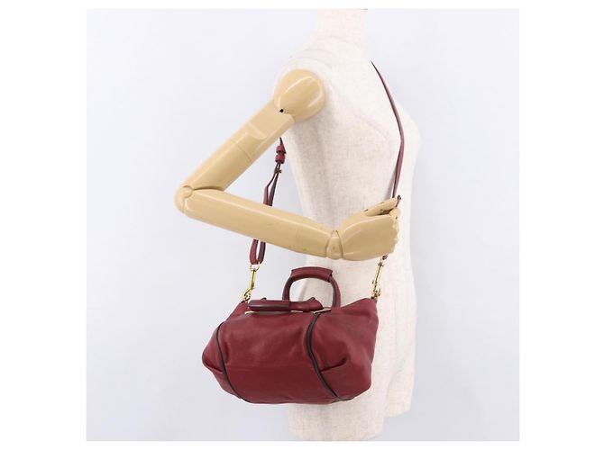 Chloé Borsa Chloe Etel in Pelle 2way Rosso Oro Auth 186692 D'oro - vista 25