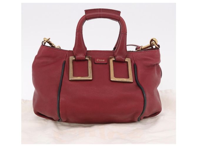 Chloé Borsa Chloe Etel in Pelle 2way Rosso Oro Auth 186692 D'oro - vista 26