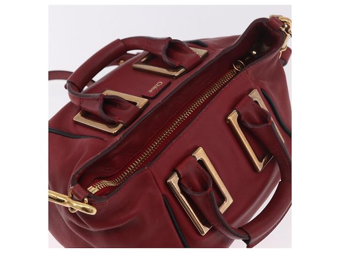 Chloé Borsa Chloe Etel in Pelle 2way Rosso Oro Auth 186692 D'oro - vista 6