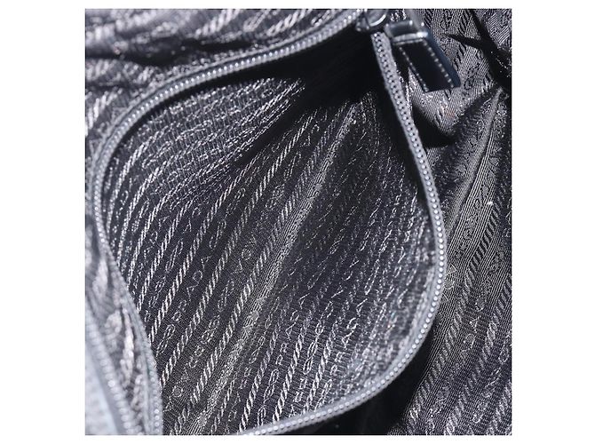 Borsa a tracolla PRADA Nylon Nero Argento Auth mr2725A - vista 21