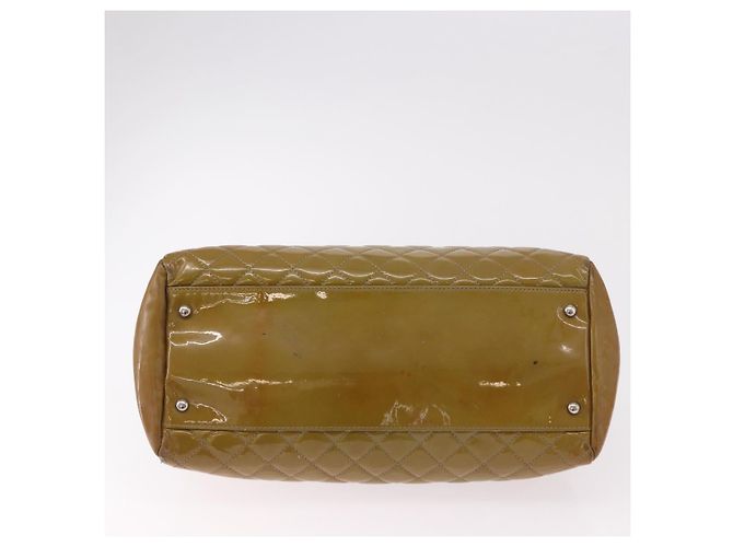 CHANEL Matelasse Chain Shoulder Bag Patent leather Black Gold CC Auth 190042 Marrone Argento - vista 9