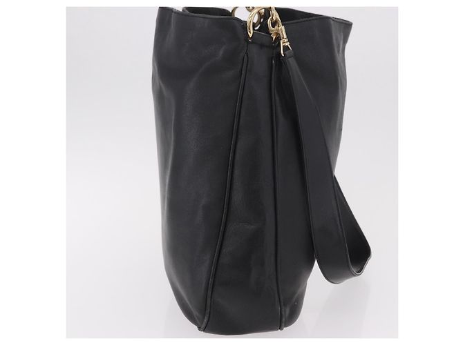 Borsa a Spalla GUCCI Bamboo in Pelle 2way Nero Oro 001 3444 1577 Auth 189938 D'oro - vista 5