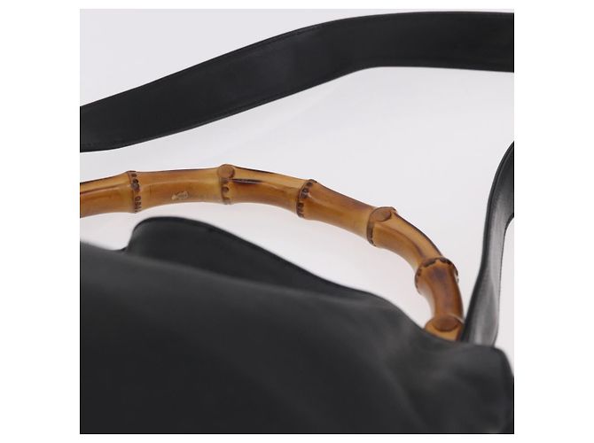 Borsa a Spalla GUCCI Bamboo in Pelle 2way Nero Oro 001 3444 1577 Auth 189938 D'oro - vista 8