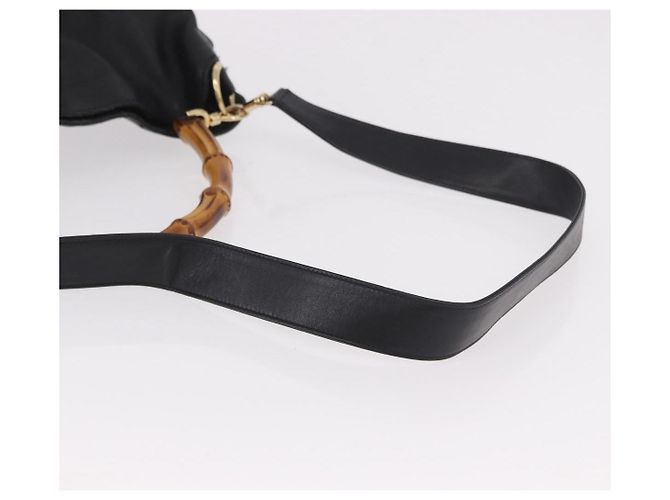 Borsa a Spalla GUCCI Bamboo in Pelle 2way Nero Oro 001 3444 1577 Auth 189938 D'oro - vista 9