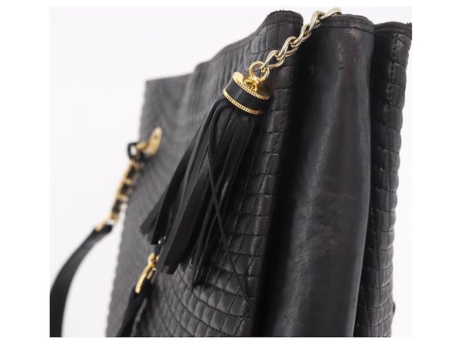 Borsa Tote con catena BALLY in pelle nera e oro Auth BA13962 Nero D'oro - vista 15