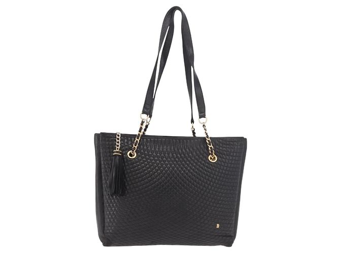 Borsa Tote con catena BALLY in pelle nera e oro Auth BA13962 Nero D'oro - vista 2