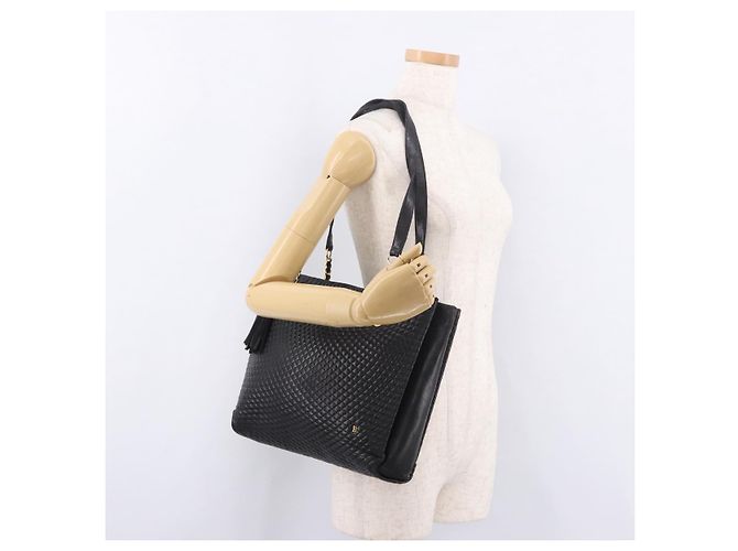 Borsa Tote con catena BALLY in pelle nera e oro Auth BA13962 Nero D'oro - vista 26