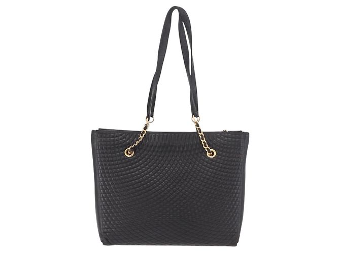 Borsa Tote con catena BALLY in pelle nera e oro Auth BA13962 Nero D'oro - vista 3