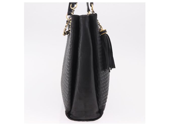Borsa Tote con catena BALLY in pelle nera e oro Auth BA13962 Nero D'oro - vista 5