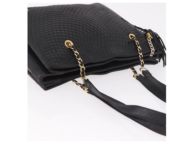 Borsa Tote con catena BALLY in pelle nera e oro Auth BA13962 Nero D'oro - vista 6