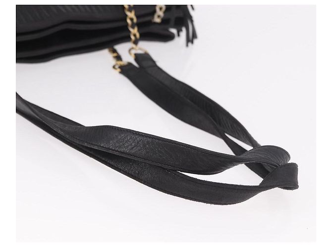 Borsa Tote con catena BALLY in pelle nera e oro Auth BA13962 Nero D'oro - vista 7