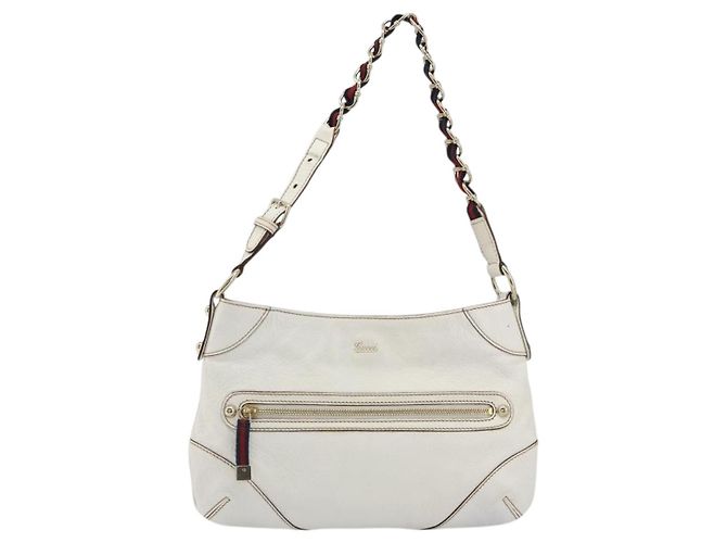 GUCCI Sherry Line Chain Bag Pelle Bianco Oro 153011 491404 Auth 190887A D'oro - vista 2