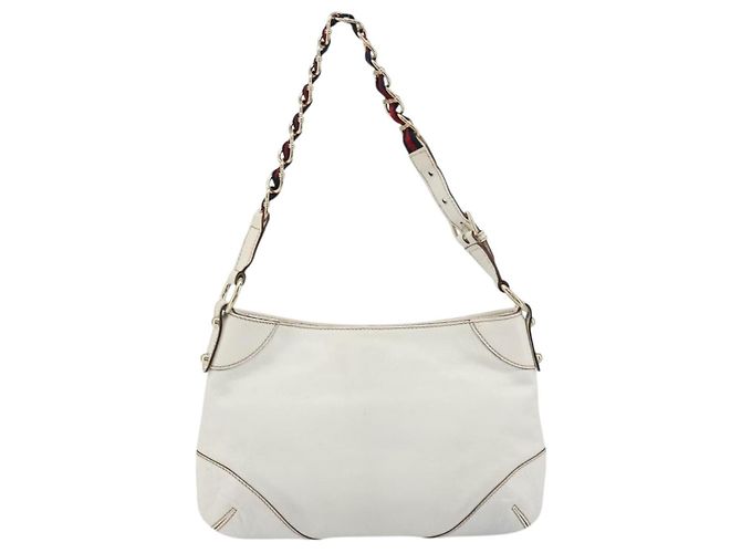 GUCCI Sherry Line Chain Bag Pelle Bianco Oro 153011 491404 Auth 190887A D'oro - vista 3