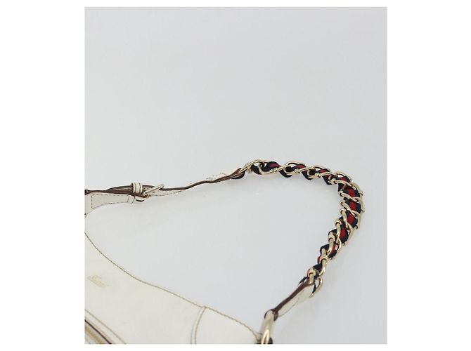 GUCCI Sherry Line Chain Bag Pelle Bianco Oro 153011 491404 Auth 190887A D'oro - vista 8