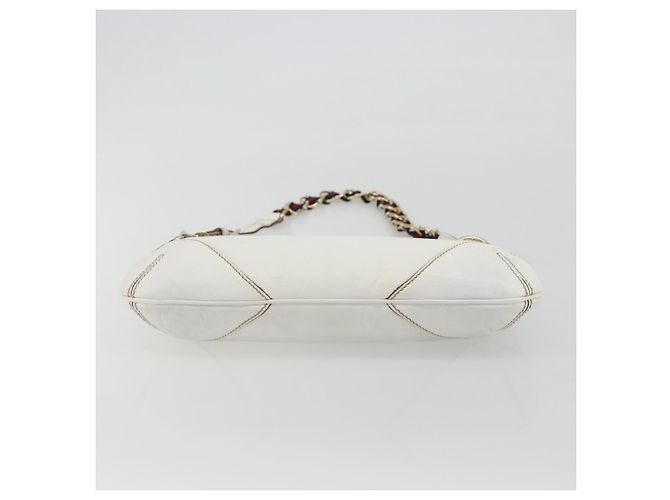 GUCCI Sherry Line Chain Bag Pelle Bianco Oro 153011 491404 Auth 190887A D'oro - vista 9