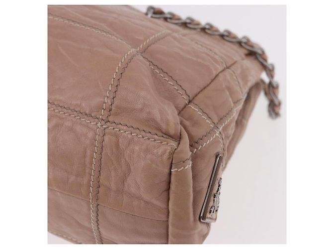 Borsa a Spalla con Catena PRADA in Pelle Rosa Argento Auth gh2200A - vista 15