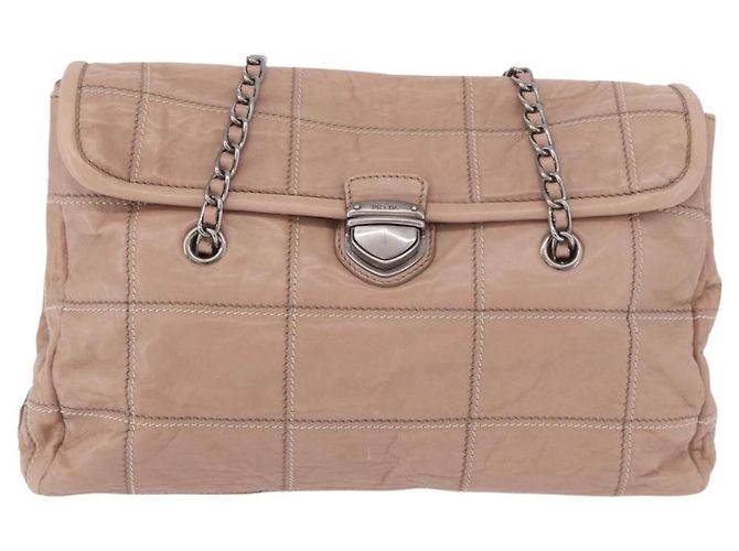 Borsa a Spalla con Catena PRADA in Pelle Rosa Argento Auth gh2200A - vista 2