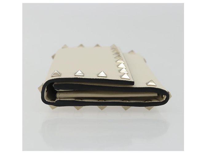 VALENTINO Rock Studs Wallet Leather Ivory Gold Auth BA14034M Golden Cream - view 4