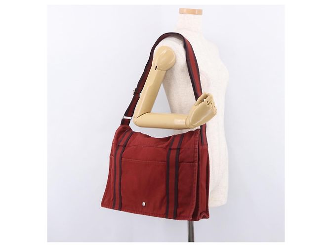 Hermès Borsa a tracolla HERMES Bathas in tela rossa argento mr2683 Rosso - vista 23