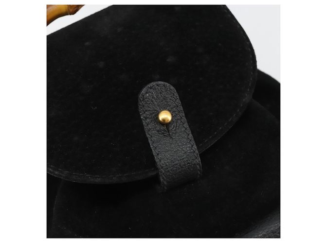 Zaino GUCCI Bamboo Scamoso Nero Oro 003 1705 0030 Auth 189651 - vista 16
