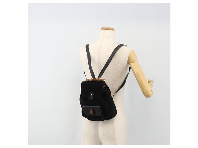 Zaino GUCCI Bamboo Scamoso Nero Oro 003 1705 0030 Auth 189651 - vista 28