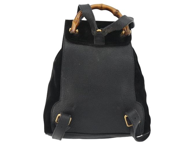 Zaino GUCCI Bamboo Scamoso Nero Oro 003 1705 0030 Auth 189651 - vista 3