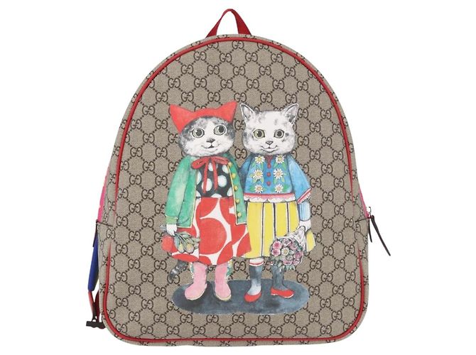 Zaino GUCCI GG Supreme PVC Beige Silver 501976 Auth 191263SM - vista 2