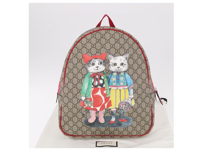 Zaino GUCCI GG Supreme PVC Beige Silver 501976 Auth 191263SM - vista 25