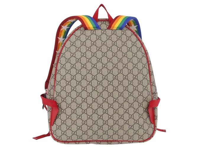 Zaino GUCCI GG Supreme PVC Beige Silver 501976 Auth 191263SM - vista 3