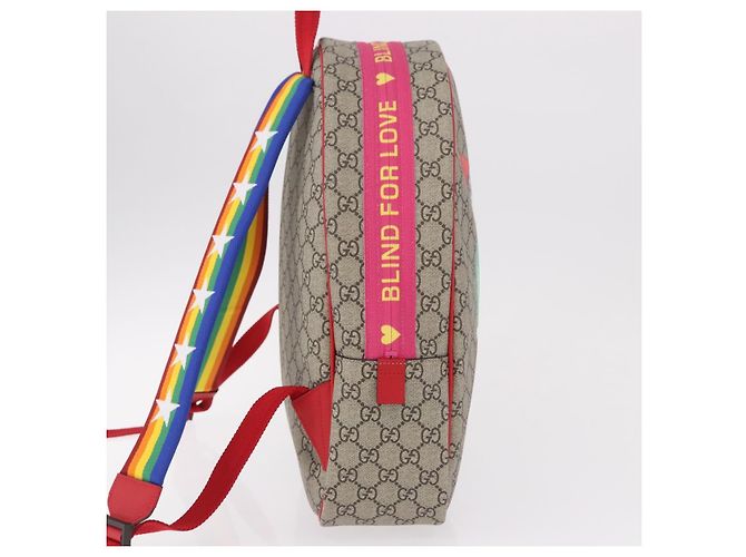 Zaino GUCCI GG Supreme PVC Beige Silver 501976 Auth 191263SM - vista 5