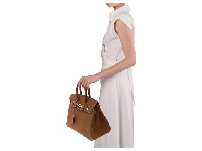 Hermès HERMES Birkin 25 Gold Leather Bag - 103704 Golden - view 12