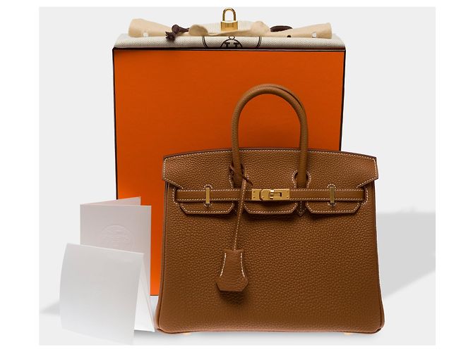 Hermès HERMES Birkin 25 Gold Leather Bag - 103704 Golden - view 2