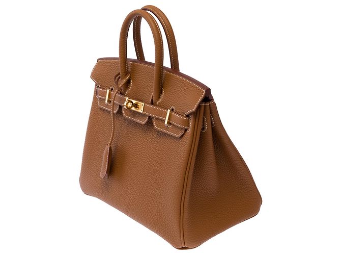 Hermès HERMES Birkin 25 Gold Leather Bag - 103704 Golden - view 5