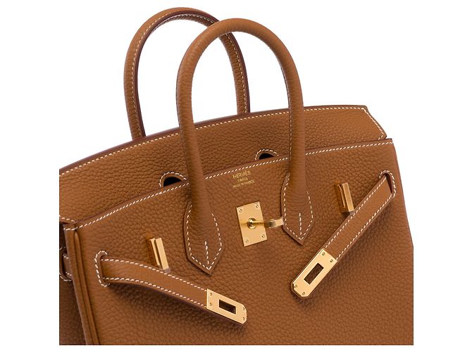 Hermès HERMES Birkin 25 Gold Leather Bag - 103704 Golden - view 7