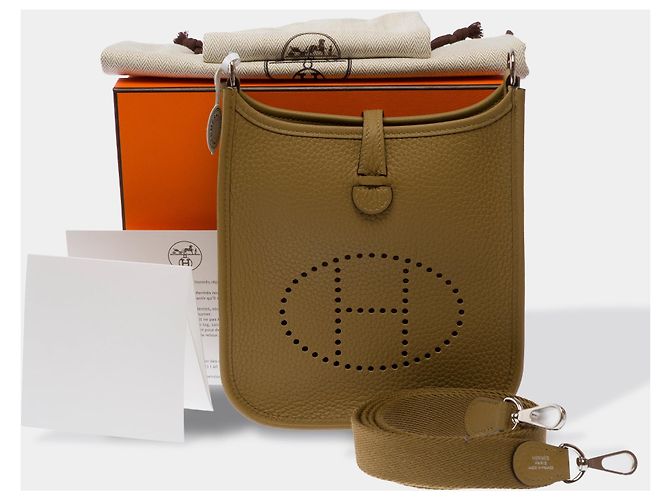 Hermès Borsa HERMES Mini Evelyne in Pelle Beige - 103710 - vista 2