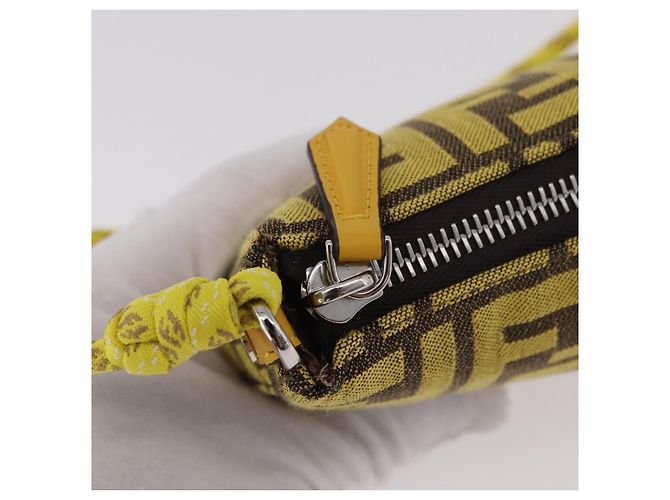 FENDI Zucca Canvas FRAGMENT Pouch Accessori Marrone Argento 8BS073 Auth 191705SAM - vista 14