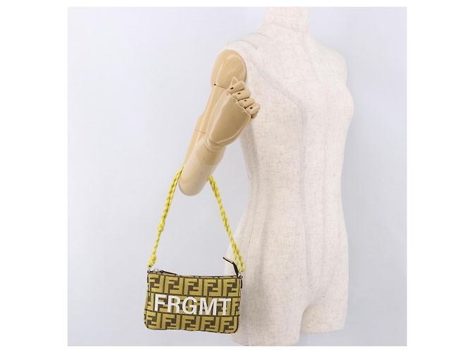FENDI Zucca Canvas FRAGMENT Pouch Accessori Marrone Argento 8BS073 Auth 191705SAM - vista 22