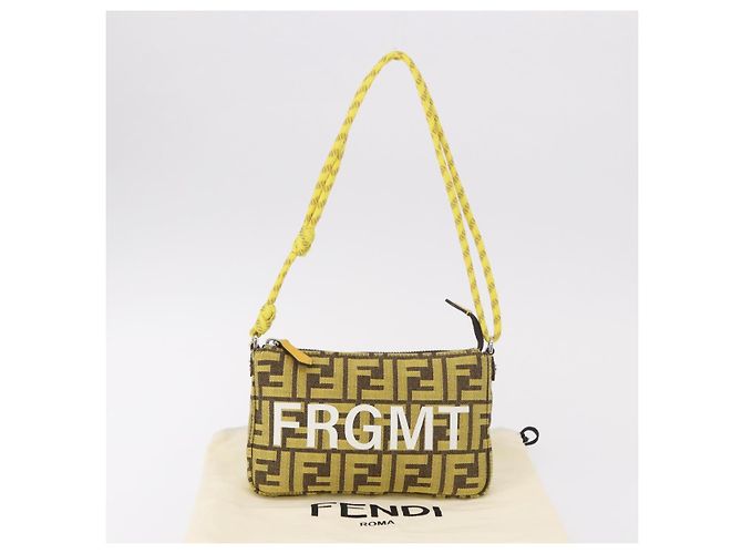 FENDI Zucca Canvas FRAGMENT Pouch Accessori Marrone Argento 8BS073 Auth 191705SAM - vista 23