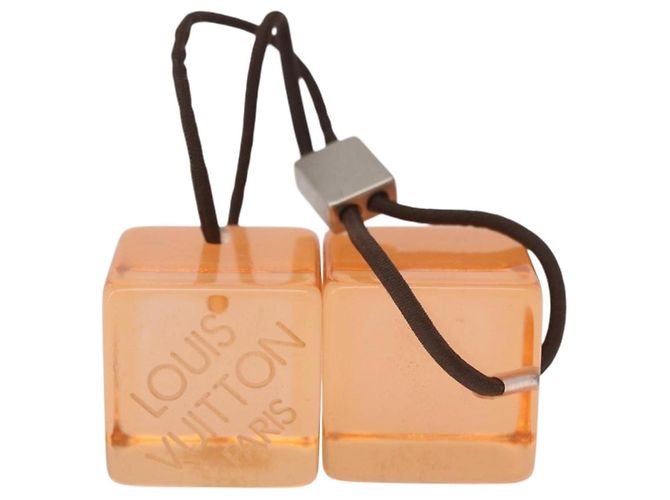 LOUIS VUITTON Hair Cube Unclean Hair Tie plástico 2 Set Orange LV Auth BA13858 Laranja - vista 10