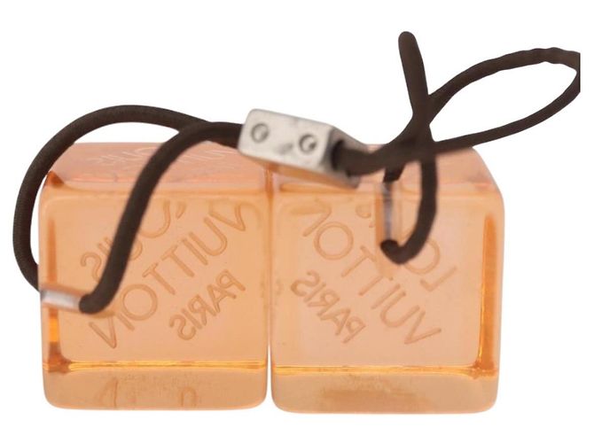 LOUIS VUITTON Hair Cube Unclean Hair Tie plástico 2 Set Orange LV Auth BA13858 Laranja - vista 11