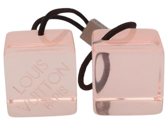 LOUIS VUITTON Hair Cube Unclean Hair Tie plástico 2 Set Orange LV Auth BA13858 Laranja - vista 2
