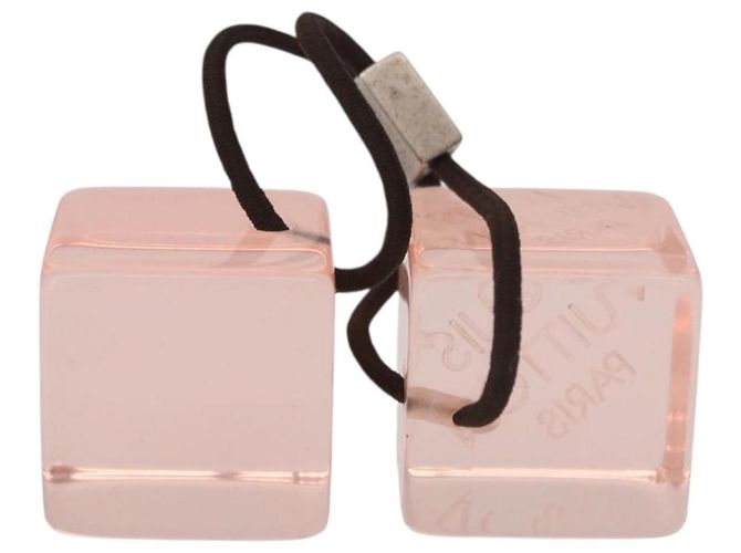 LOUIS VUITTON Hair Cube Unclean Hair Tie plástico 2 Set Orange LV Auth BA13858 Laranja - vista 3