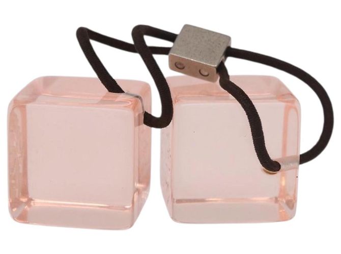 LOUIS VUITTON Hair Cube Unclean Hair Tie plástico 2 Set Orange LV Auth BA13858 Laranja - vista 4