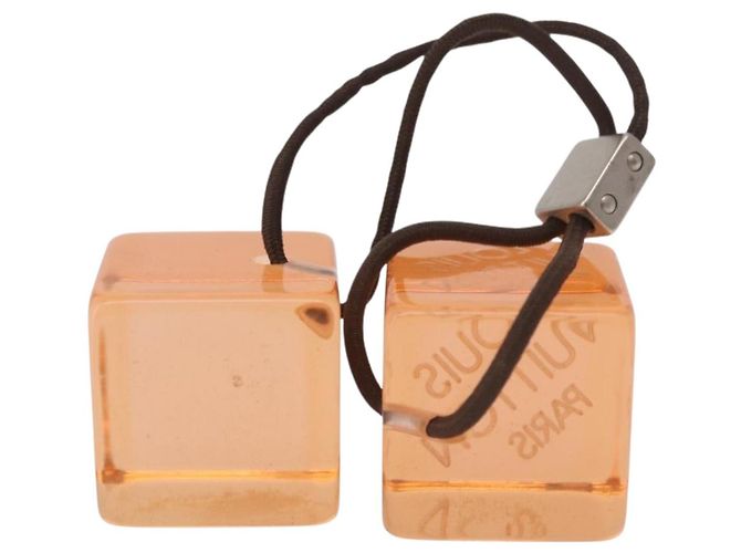 LOUIS VUITTON Hair Cube Unclean Hair Tie plástico 2 Set Orange LV Auth BA13858 Laranja - vista 9