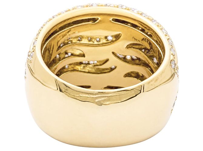 Anello Damiani in oro giallo, pavé di diamanti, diamanti marroni. - vista 4