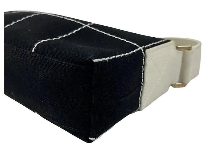 Timeless Borsa a Spalla Chanel Chocolate Bar Canvas Bianco - vista 4