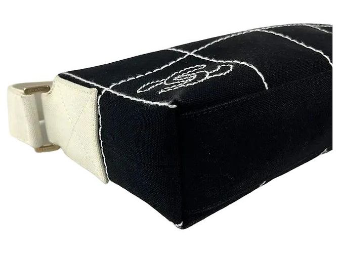 Timeless Borsa a Spalla Chanel Chocolate Bar Canvas Bianco - vista 5