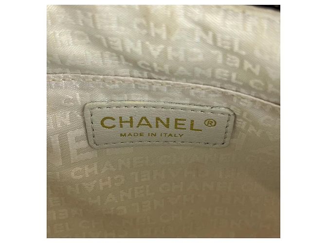 Timeless Borsa a Spalla Chanel Chocolate Bar Canvas Bianco - vista 7